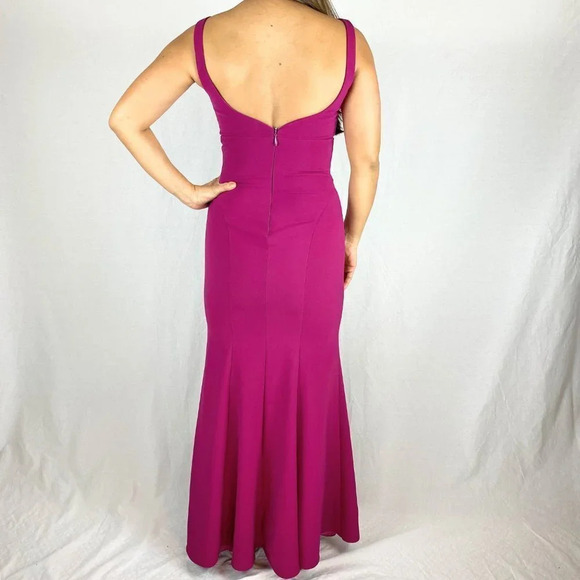 Nicole Miller Full Heart Dark Pink Formal Gown $420 - Picture 5 of 11